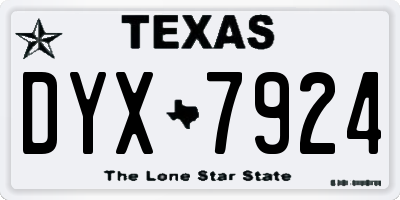 TX license plate DYX7924