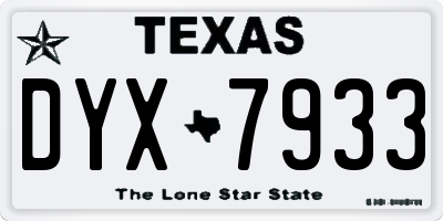 TX license plate DYX7933