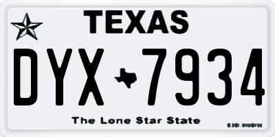 TX license plate DYX7934