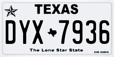 TX license plate DYX7936