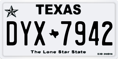 TX license plate DYX7942