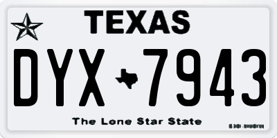 TX license plate DYX7943