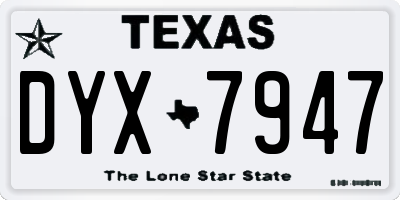 TX license plate DYX7947
