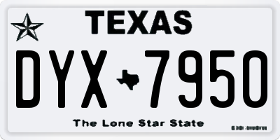 TX license plate DYX7950