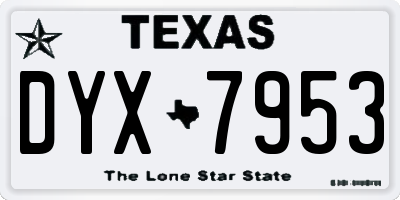 TX license plate DYX7953