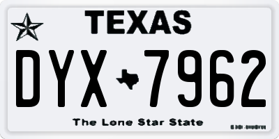 TX license plate DYX7962