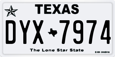TX license plate DYX7974