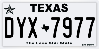 TX license plate DYX7977