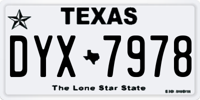 TX license plate DYX7978