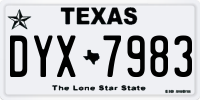 TX license plate DYX7983
