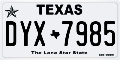 TX license plate DYX7985