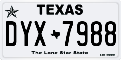 TX license plate DYX7988