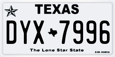 TX license plate DYX7996