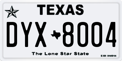 TX license plate DYX8004