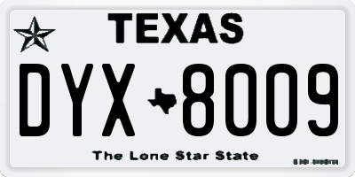 TX license plate DYX8009