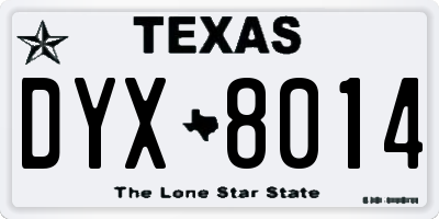 TX license plate DYX8014