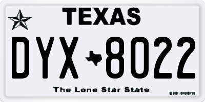 TX license plate DYX8022