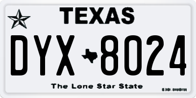 TX license plate DYX8024