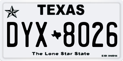 TX license plate DYX8026