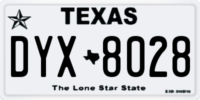 TX license plate DYX8028