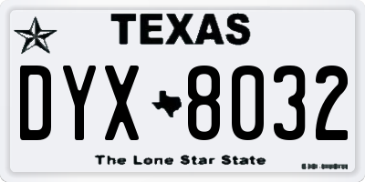 TX license plate DYX8032