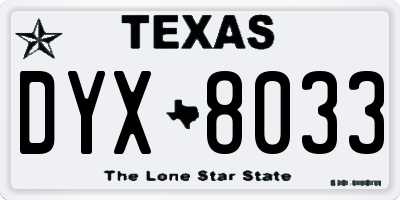 TX license plate DYX8033