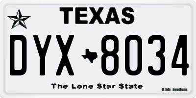 TX license plate DYX8034