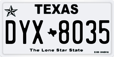 TX license plate DYX8035