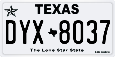 TX license plate DYX8037