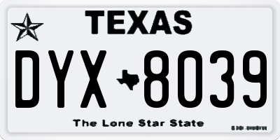 TX license plate DYX8039