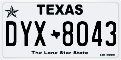 TX license plate DYX8043