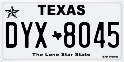 TX license plate DYX8045