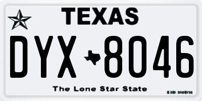 TX license plate DYX8046