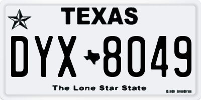 TX license plate DYX8049