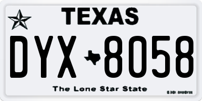 TX license plate DYX8058