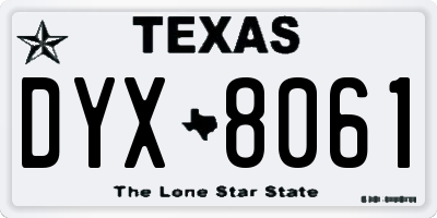 TX license plate DYX8061