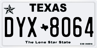 TX license plate DYX8064