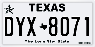 TX license plate DYX8071