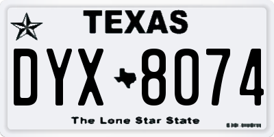 TX license plate DYX8074