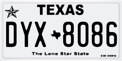 TX license plate DYX8086