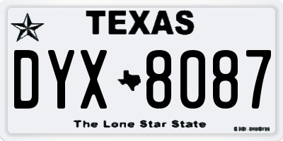 TX license plate DYX8087