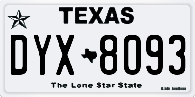 TX license plate DYX8093
