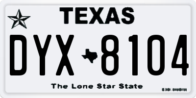 TX license plate DYX8104
