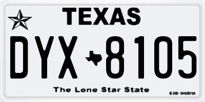 TX license plate DYX8105