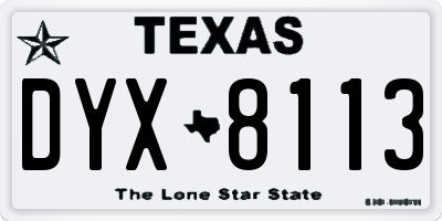 TX license plate DYX8113