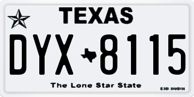 TX license plate DYX8115