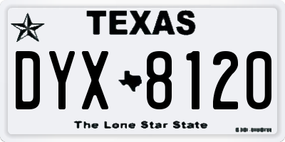 TX license plate DYX8120