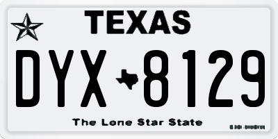 TX license plate DYX8129