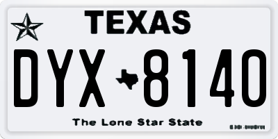 TX license plate DYX8140