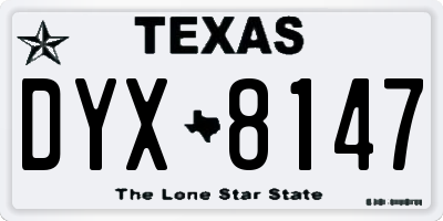 TX license plate DYX8147